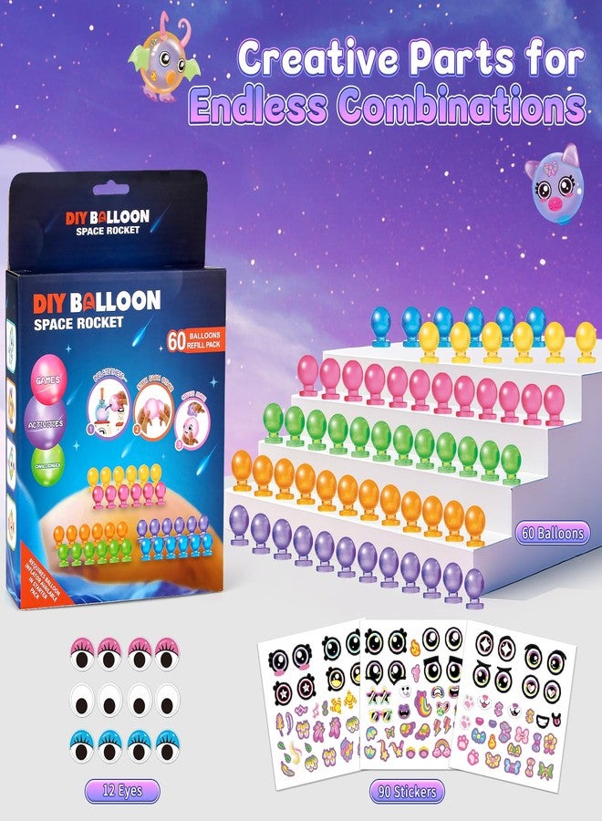 nicknack 162pcs DIY Balloons Accessories Kit for Kids,DIY Sticky Balloon Maker Toy Craft Kits for Kids,60pcs Magic Bouncy Balloon Refill Kit with Stickers Accessories,Toy Gift for Boys Girls Ages 3-12 - Image 5